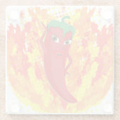 赤唐辛子火の炎 ガラスコースター (裏面)