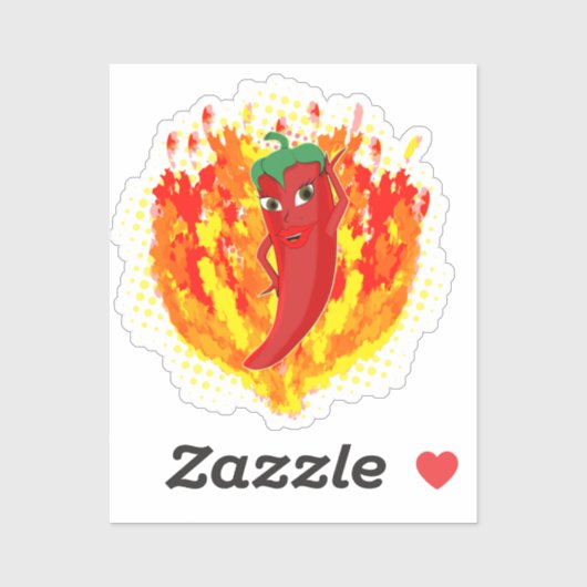 赤唐辛子火の炎 シール (シート)