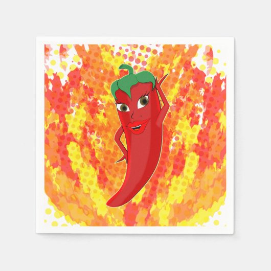 赤唐辛子火の炎 スタンダードカクテルナプキン (正面)