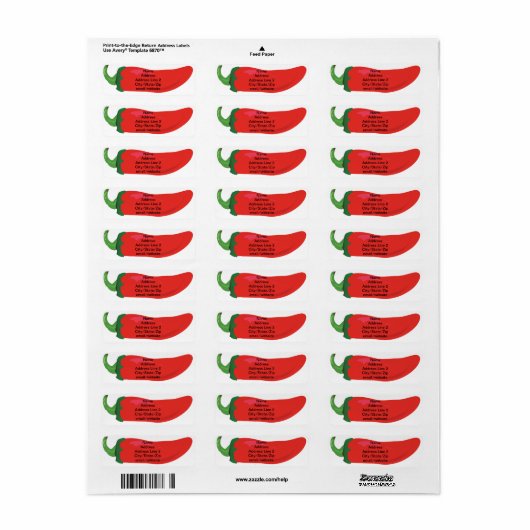 赤唐辛子5行 ラベル (フルシート)