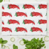 赤唐辛子Diva漫画パターン キッチンタオル (折り畳み)