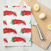 赤唐辛子Diva漫画パターン キッチンタオル (四つ折り)