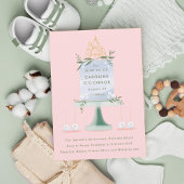 赤図解入りの、写真付きのちゃんシャワーケーキ 招待状