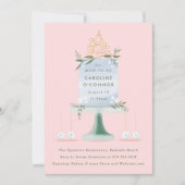 赤図解入りの、写真付きのちゃんシャワーケーキ 招待状 (正面)