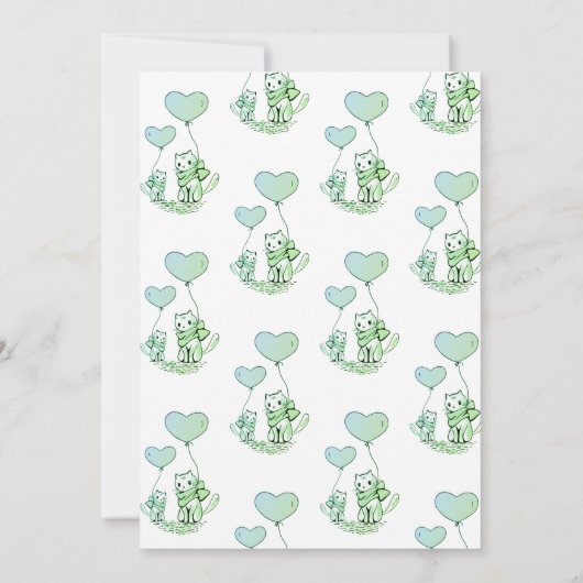 赤図解入りの、写真付きのちゃんシャワー子猫とバルーン 招待状 (裏面)