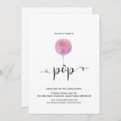 赤図解入りの、写真付きのちゃんシャワー準備ポップ・アートののピンク色バルーン 招待状 (正面/裏面)