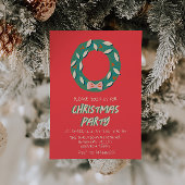 赤図解入りの、写真付きの緑クリスマスボウリースパーティー 招待状