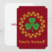 赤地にシャムロックとノットワーク 招待状 (正面/裏面)