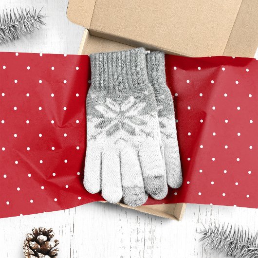 赤地に小さな白い水玉のクリスマス 薄葉紙
