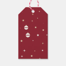 赤地に白いクリスマスオーナメントと星