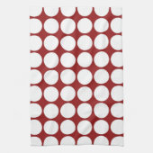 赤地に白の水玉 キッチンタオル (縦)
