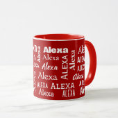赤地に白のALEXAネーム マグカップ (正面右)