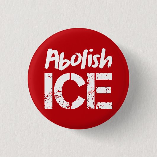 赤地に白文字でICE廃止 缶バッジ (正面)