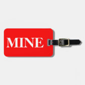 赤地に白文字でMINE ラゲッジタグ (正面横)