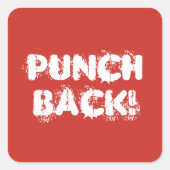 赤地に白文字Punch Back! スクエアシール (正面)