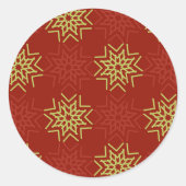 赤地に金と赤のクリスマス星 ラウンドシール (正面)