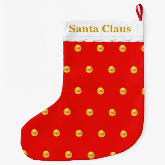 赤地に金の水玉 ラージクリスマスストッキング (裏面)