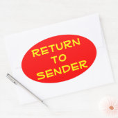 赤地に黄色のReturn+to+Sender 楕円形シール (封筒)