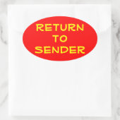 赤地に黄色のReturn+to+Sender 楕円形シール (バッグ)