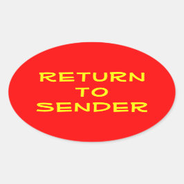 赤地に黄色のReturn+to+Sender 楕円形シール