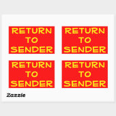 赤地に黄色のReturn+to+Sender 長方形シール (シート)