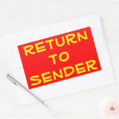 赤地に黄色のReturn+to+Sender 長方形シール (封筒)