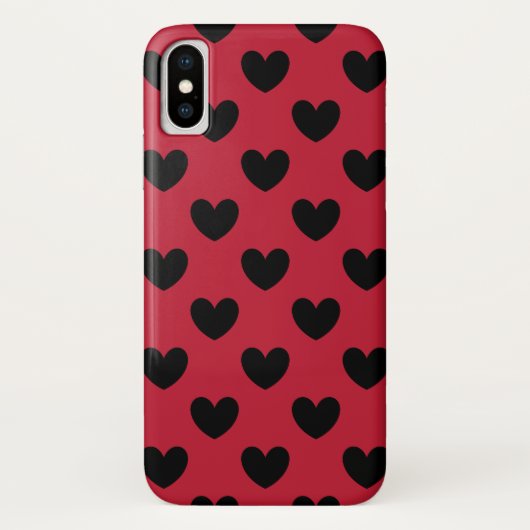 赤地に黒のドットハート Case-Mate iPhoneケース (裏面)