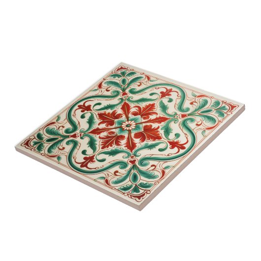 赤地中海の花 タイル (側面)