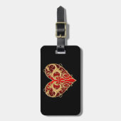 赤塗りハートラゲージタグ ラゲッジタグ (正面縦)