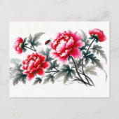 赤墨絵を描の牡丹 シーズンポストカード (正面)
