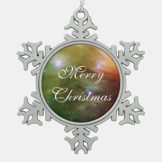 赤外線SSC2007 07Aで星をプレアデス スノーフレークピューターオーナメント (正面)