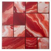 赤大理石の幾何学的アート タイル (正面)