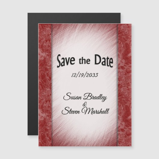 赤大理石の柱 Save the Date マグネット招待状 (正面/裏面)