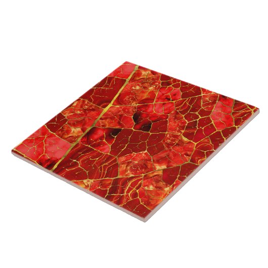 赤大理石の葉 タイル (側面)