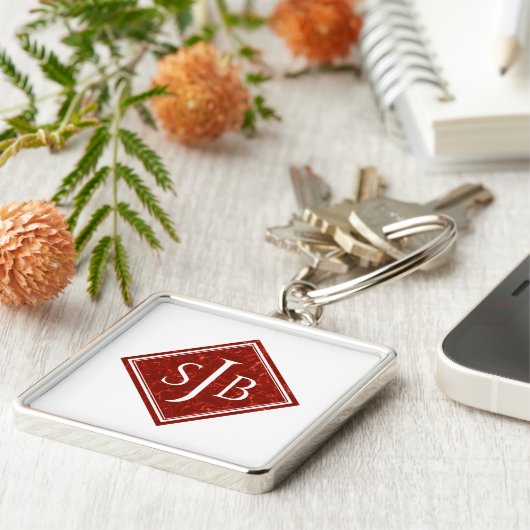 赤大理石エレガントダイヤモンドモノグラム キーホルダー (側面)