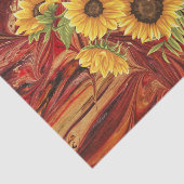 赤大理石デカップティッシュP上の黄色のひまわり 薄葉紙 (詳細)