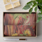 赤大理石デカップティッシュP上の黄色のひまわり 薄葉紙 (ギフト)