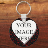 赤大理石正方形フレーム(ハート付) キーホルダー (正面)