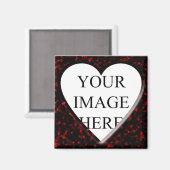 赤大理石正方形フレーム(ハート付) マグネット (正面/裏面)