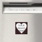 赤大理石正方形フレーム(ハート付) マグネット (インサイチュ (食洗機))