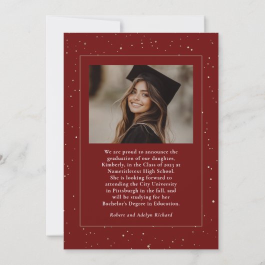 赤天モダン院写真卒業 案内状 (裏面)