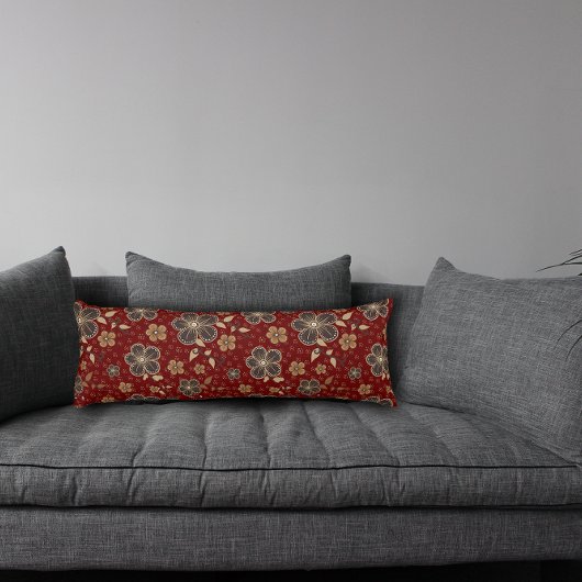 赤天然花体枕 ボディピロー