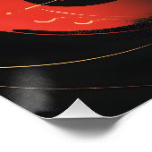 赤威厳のあると金ゴールド中国のドラゴンアート ポスター (コーナー)