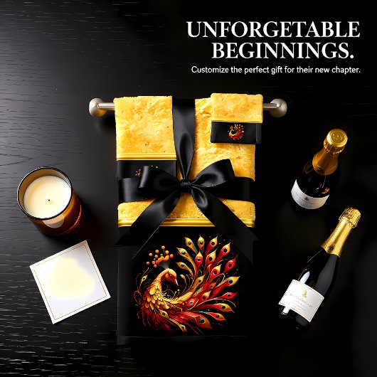 赤威厳のあると金ゴールド孔雀 バスタオルセット