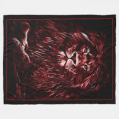 赤威厳のある獅子 フリースブランケット (正面(横))