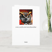 赤威厳のある葉愛アートとフクロウ カード (裏面)