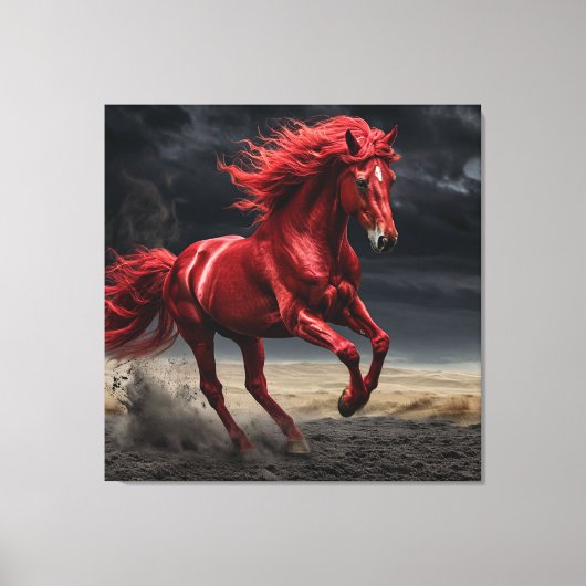 赤威厳のある馬走 キャンバスプリント (正面)