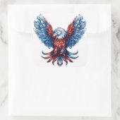 赤威厳のある、白、青、ワシ スクエアシール (バッグ)