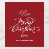 赤字書道メリークリスマス ワインラベル (シングルラベル)
