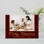 赤字書道家族フォトクリスマス 箔シーズンカード (立ち正面)